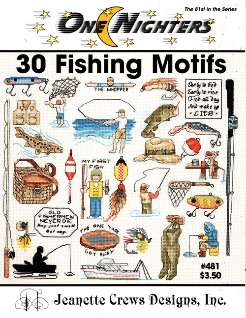 Jeanette Crews One Nighters 30 Fishing Motifs counted cross stitch leaflet
