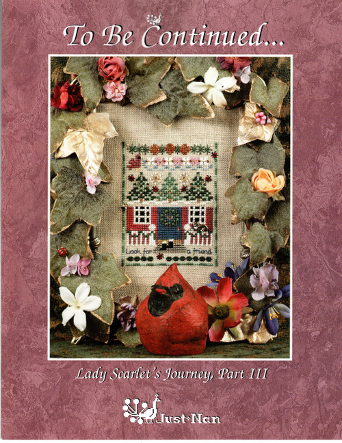 Just Nan To Be Continued Lady Scarlet's Journey, Part III counted cross stitch pattern leaflet with embellishment pack JNB46. Nan Caldera