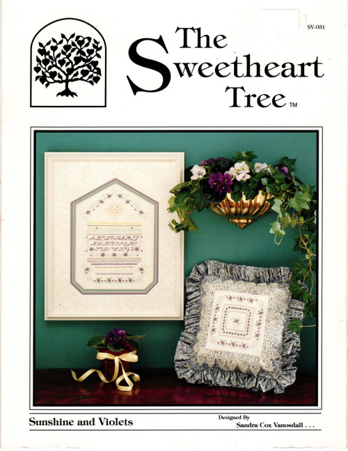 The Sweetheart Tree Sunshine and Violets Counted Cross Stitch Pattern leaflet. Sandra Cox Vanosdall