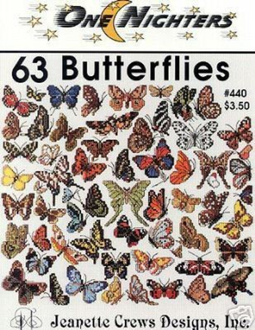 Jeanette Crews One Nighters 63 Butterflies counted cross stitch leaflet