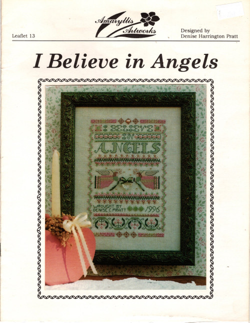 Amaryllis Artworks I Believe in Angels counted cross stitch leaflet. Denise Harrington Pratt.