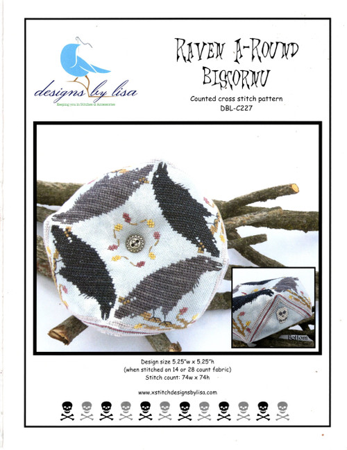 Designs by Lisa Raven A-Round Biscornu counted cross stitch pattern leaflet