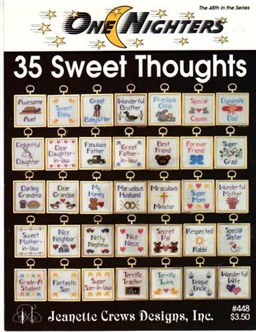 One Nighters 35 Sweet Thoughts cross stitch leaflet.