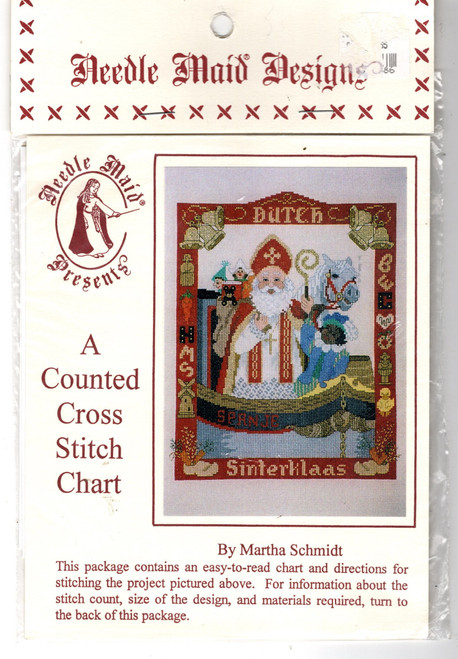 Needle Maid Designs Dutch Sinterklaas Santa Claus Cross Stitch Pattern chart. Martha Schmidt