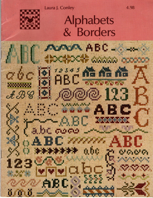 Folk Heart Designs Alphabets and Borders counted cross stitch booklet. Laura J Conley. 45 alphabets and 115 borders.