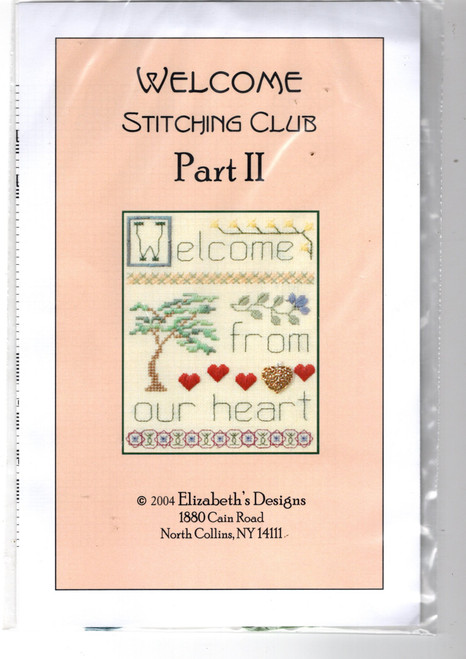 Elizabeth's Designs Welcome Stitching Club Part Two Counted Cross Stitch Pattern chartpack with charm and threads