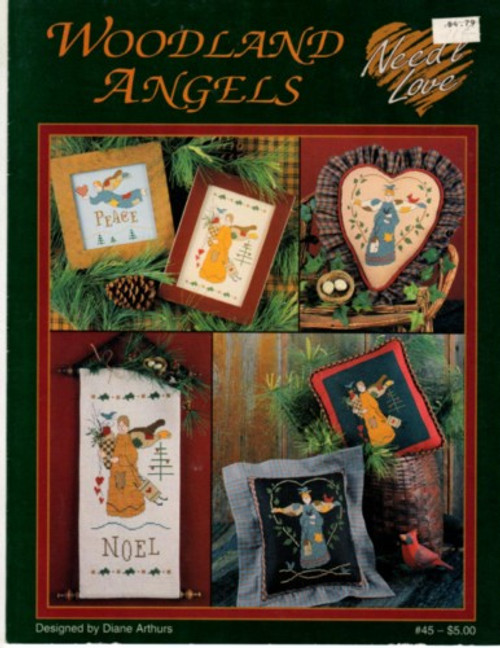 The Need'l Love Company Woodland Angels Counted cross stitch pattern leaflet. Diane Arthurs. Gathering Angel, Nature's Angel, Peace Angel