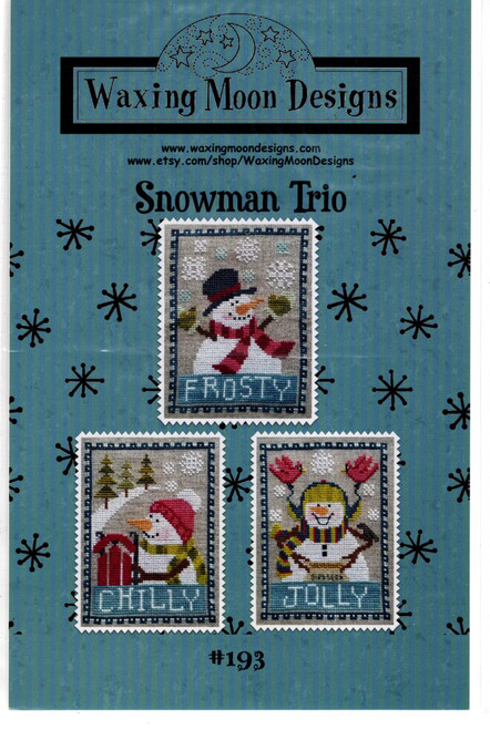 Waxing Moon Snowman Trio Counted cross stitch chartpack