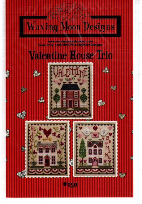 Waxing Moon Valentine House Trio Counted cross stitch chartpack