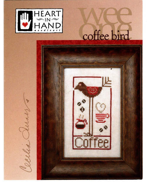 Heart in Hand Wee One Coffee Bird counted cross stitch pattern leafle