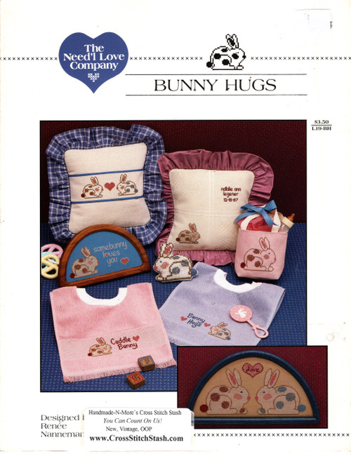 The Need'l Love Company Bunny Hugs Counted cross stitch pattern leaflet. Somebunny Loves You, Bunny Bibs, The Little Bunnies, Cuddle Bunny, Love Bunnies
