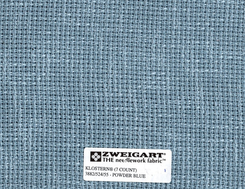 Zweigart Klostern 7 count Powder Blue Cross Stitch Fabric Fat Quarter.