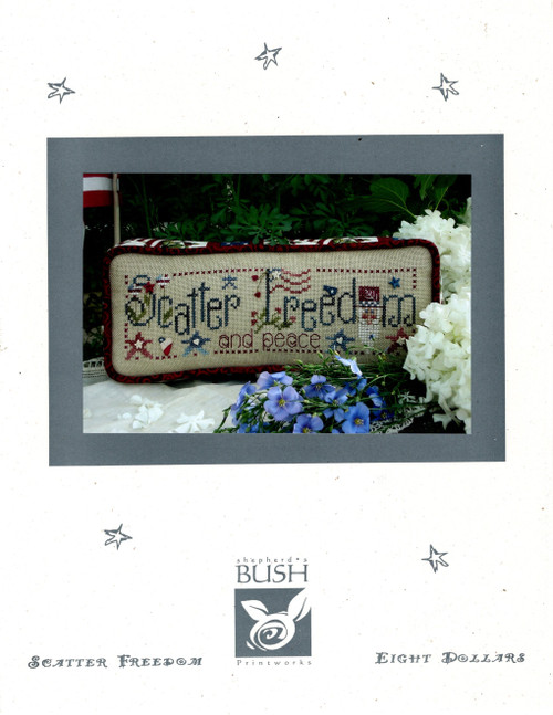 Shepherd's Bush Scatter Freedom counted Cross Stitch Pattern leaflet. Teri Richards.