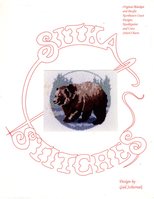 Sitka Stitches Alaskan Bear counted cross stitch leaflet. Gail Schornak