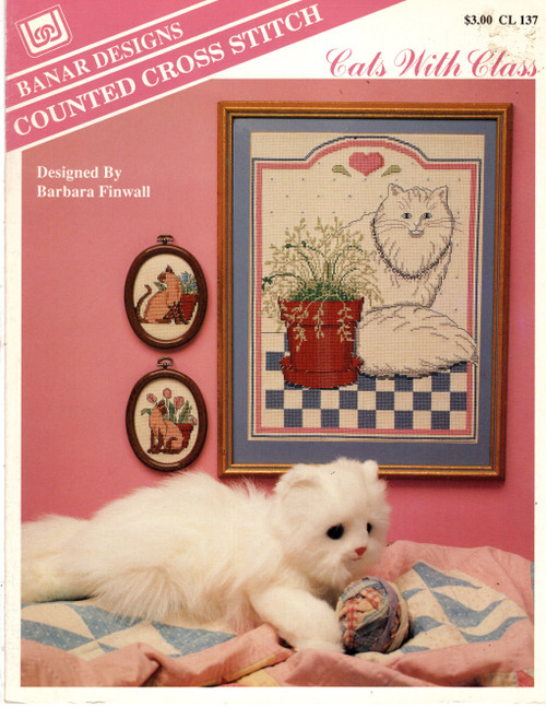 Banar Cats With Class Counted Cross Stitch Pattern leaflet. Barbara Finwall.