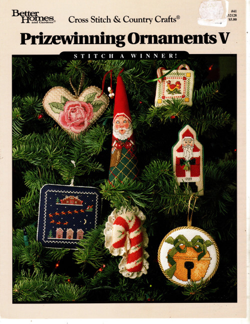 BH&G Cross Stitch & Country Crafts Prizewinning Ornaments V Counted Cross Stitch Pattern leaflet. Father Christmas, Bell-ringing Santa, Christmas Partridge, Country Candy Cane, Victorian Heart, Santa's Flight, Jingle Bell