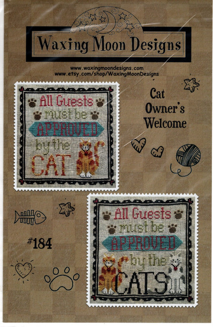 Waxing Moon Cat Owner's Welcome Counted cross stitch chartpack