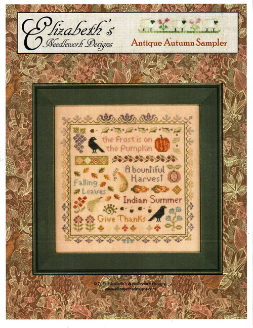 Elizabeth's Designs Antique Autumn Sampler Counted Cross Stitch Pattern leaflet.  Elizabeth Foster