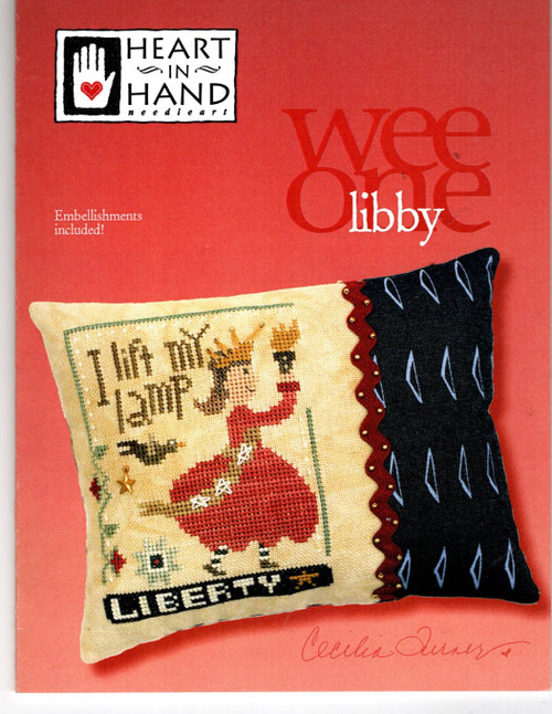 Heart in Hand Wee One Libby counted cross stitch pattern leaflet with embellishment pack. Cecilia Turner