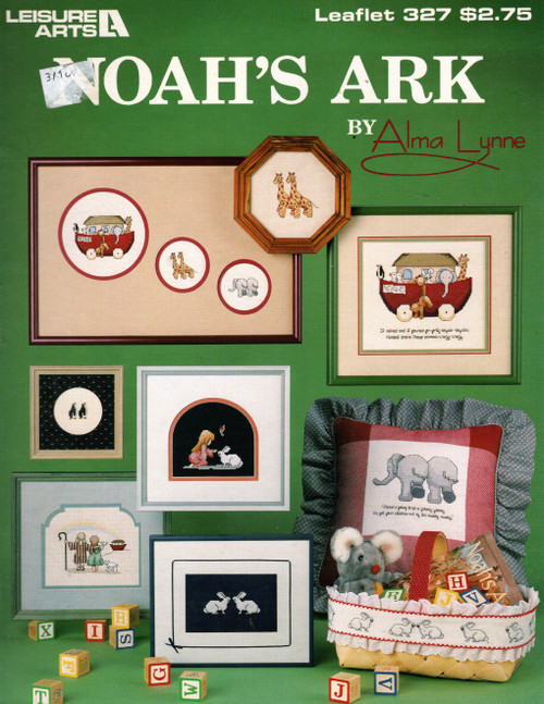 Leisure Arts Noah's Ark Counted Cross Stitch Pattern booklet. Alma Lynne. Noah's Ark, Children of the Lord, Rabbits, Elephants, Giraffes, Child and Rabbit, Rainbow, Penguins