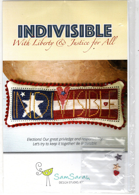 Sam Sarah Design Studio Indivisible Counted cross stitch pattern chartpack with button pack