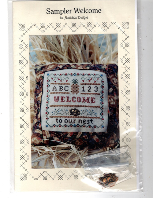 Liz Navickas Designs Sampler Welcome counted cross stitch pattern chartpack with charm