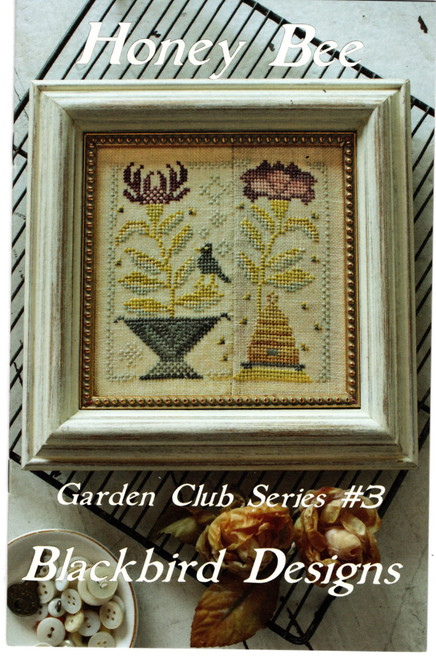 Blackbird Designs Honey Bee counted Cross Stitch Pattern leaflet. Garden Club Series 3.  Alma Allen