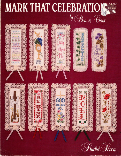 Studio Seven Mark That Celebration counted cross stitch pattern leaflet. Bea & Chris. Communion, Christening, Be Mine, God Bless, Graduation, Mother's Day, Father's Day, Easter, Noel, Birthday Studio Seven Mark That Celebration counted cross stitch pattern leaflet. Bea & Chris. Communion, Christening, Be Mine, God Bless, Graduation, Mother's Day, Father's Day, Easter, Noel, Birthday