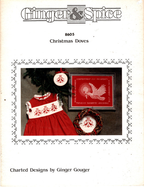 Ginger & Spice Christmas Doves Cross Stitch Pattern leaflet. Ginger Gouger. Folk Art Doves, Christmas Doves