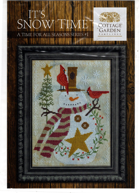 Cottage Garden Samplings It's Snow Time counted cross stitch chartpack.  A Time For All Seasons Series #1. Vinniey P S Tan