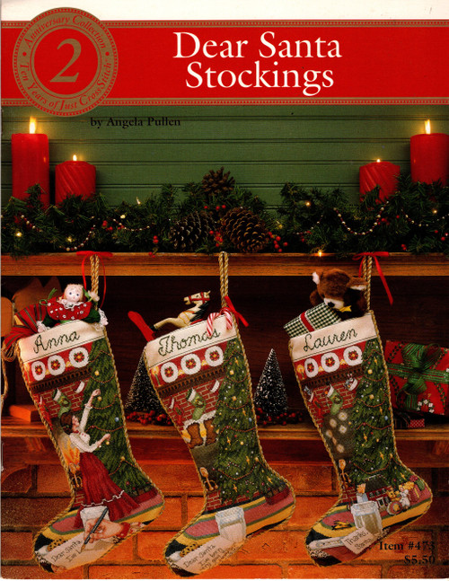 Just Cross Stitch Dear Santa Stockings counted cross Stitch Pattern leaflet. Angela Pullen. Three Stockings
