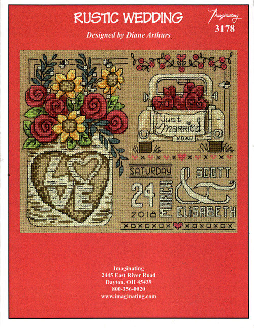 Imaginating Rustic Wedding counted cross stitch leaflet. Diane Arthurs