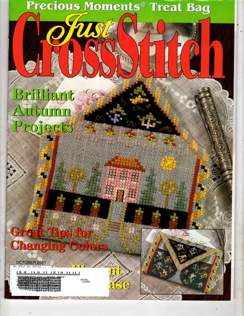 Just Cross Stitch Magazine October 2003 cross stitch magazine. Precious Moments Treat Bag
