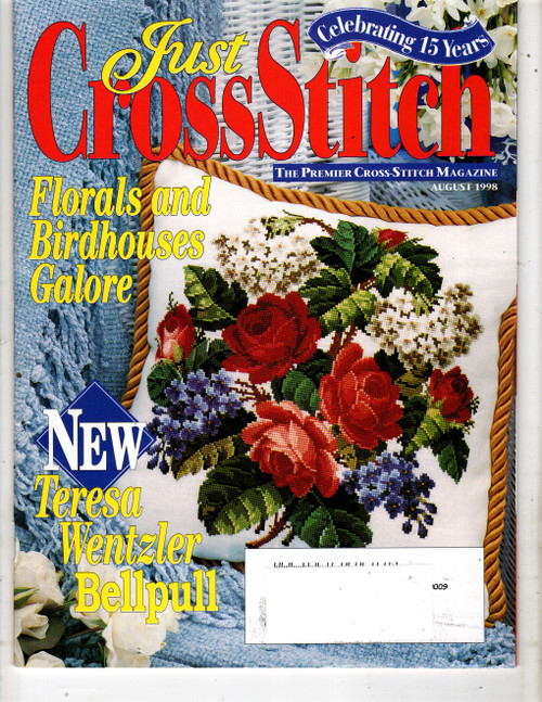 Just Cross Stitch Magazine July/August 1998 cross stitch magazine. Teresa Wentzler Birdhouse Bellpull