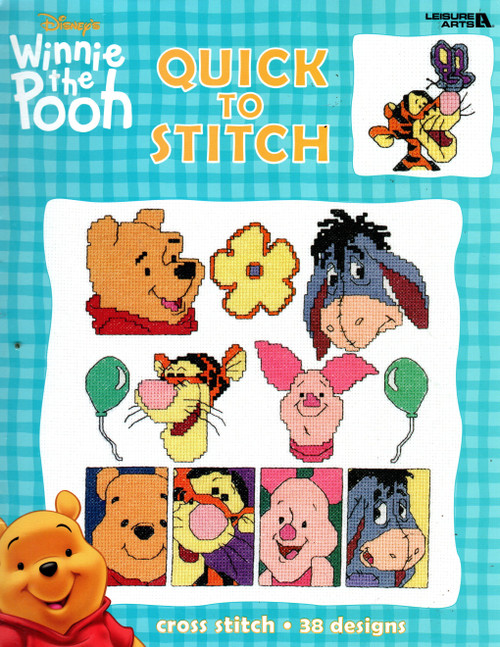 Leisure Arts Disney's Winnie the Pooh Quick to Stitch Cross Stitch Pattern booklet. 38 designs. Pooh, Tigger, Eyeore, Piglet