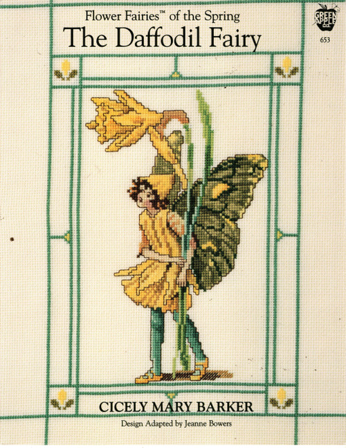 Green Apple The Daffodil Fairy Counted Cross Stitch Pattern leaflet. Flower Fairies of the Spring. Cicely Mary Barker. Adapted by Janet Powers