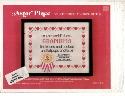 Astor Place World's Best Grandma counted Cross Stitch Pattern chartpack