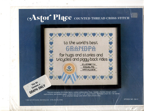 Astor Place World's Best Grandpa counted Cross Stitch Pattern chartpack