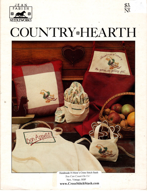 Jean Farish Needleworks Country Hearth cross stitch leaflet. Christmas Goose, Bon Appetit