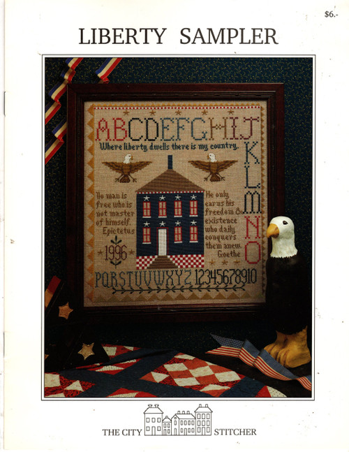 The City Stitcher Liberty Sampler counted cross stitch leaflet. Janet Miller