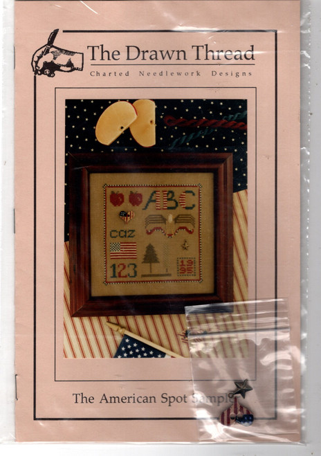 The Drawn Thread The American Spot Sampler counted cross stitch chart with button and charm