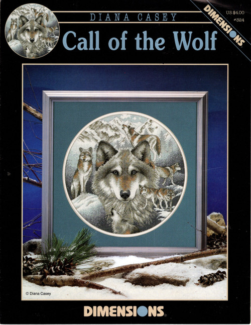 Dimensions Call of the Wolf counted cross stitch leaflet. Diana Casey