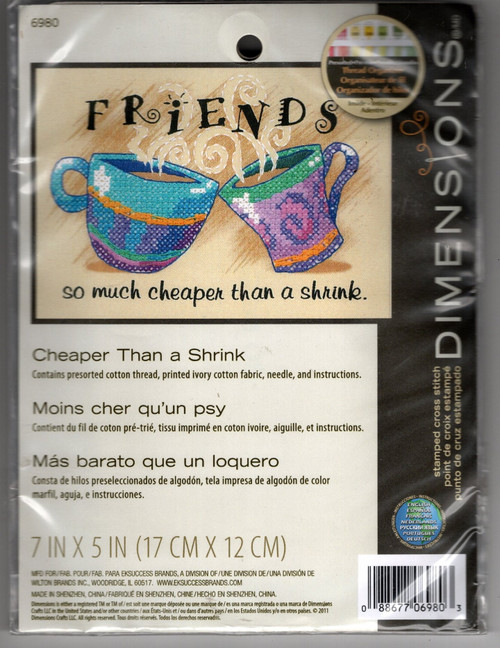 Dimensions Friends So Much Cheaper Than a Shrink STAMPED cross stitch kit 6980