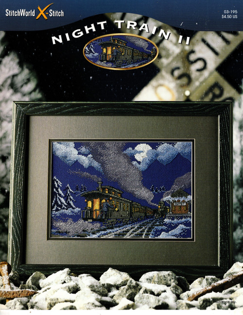 StitchWorld Night Train II counted cross stitch leaflet.  Elizabeth Spurlock. Last Stop Caboose