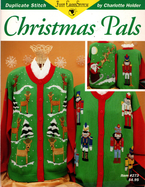 Just Cross Stitch Christmas Pals counted cross stitch leaflet. Charlotte Holder. Santa, Reindeer, Nutcracker