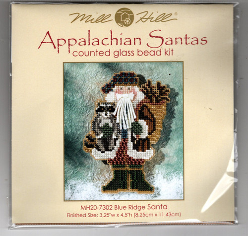 Mill Hill Blue Ridge Santa Appalachian Santas Kit Counted Cross Stitch Kit. This kit is from the 2007 series. The kit contains Beads, perforated paper, floss, needles, chart and instructions