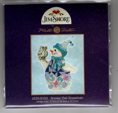 Mill Hill Snowy Owl Snowman Kit Counted Cross Stitch Kit. Jim Shore. This kit is from the 2015 series. The kit contains Beads, perforated paper, floss, needles, chart