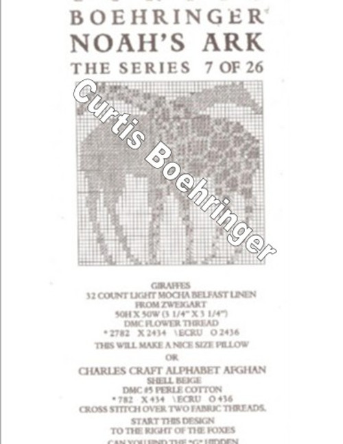 Curtis Boehringer Noah's Ark The Series Giraffes Cross Stitch Pattern