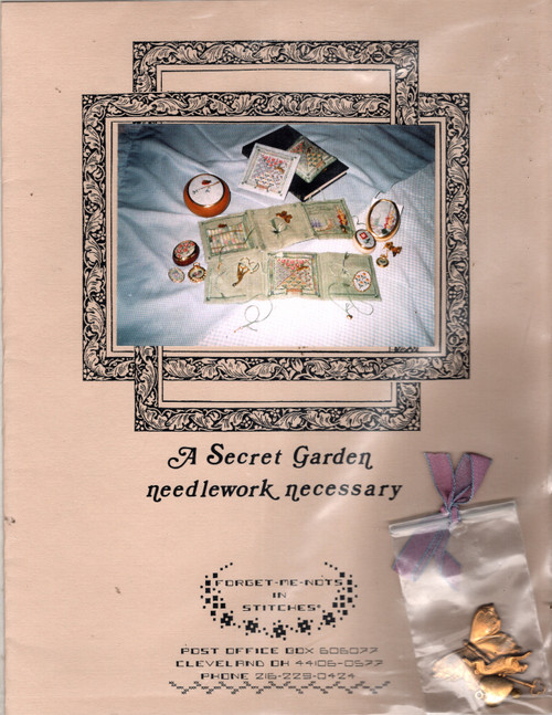 Forget-Me-Nots in Stitches a Secret Garden Needlework Necessary Counted Cross Stitch Pattern chartpack with Charm Pack