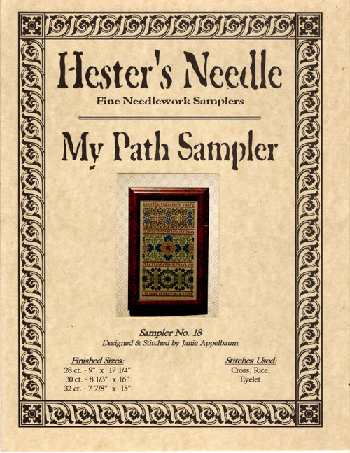 Hester's Needle My Path Sampler Counted Cross Stitch Pattern leaflet. Janie Appelbaum